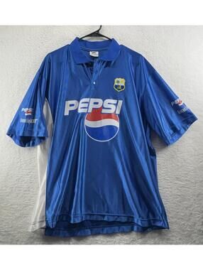 Vintage 1998 West Indies Cricket Polo Shiny Rare Pepsi Generation Next Large